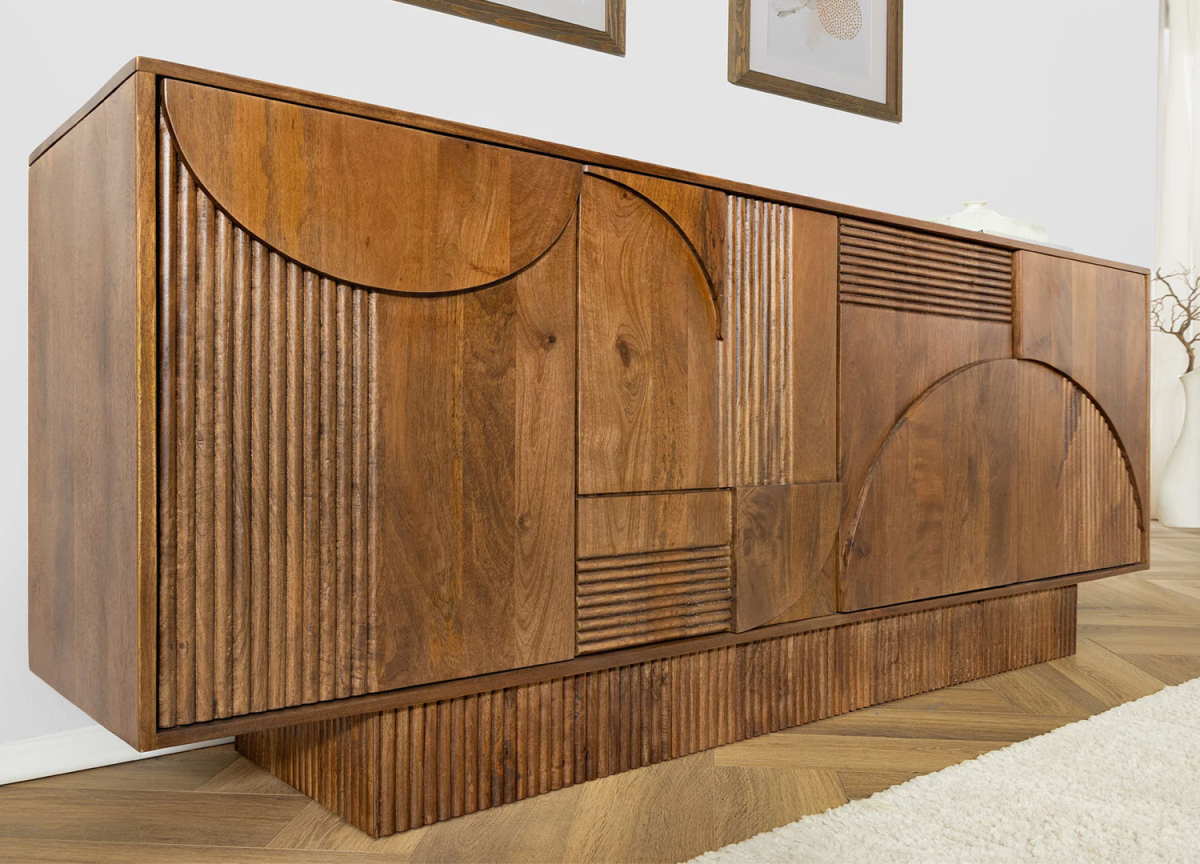 buffet 170 cm manguier marron style art déco