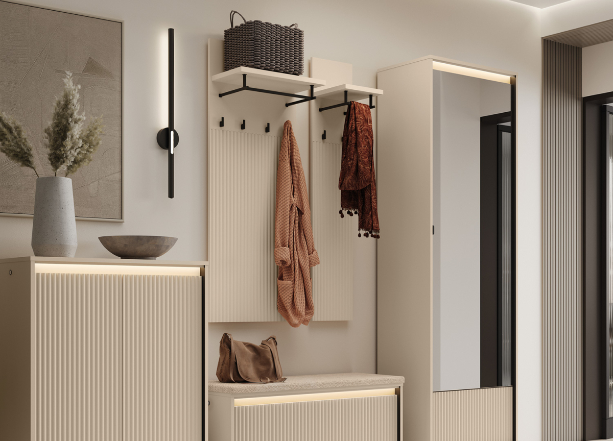 Portes manteaux muraux beige et noir