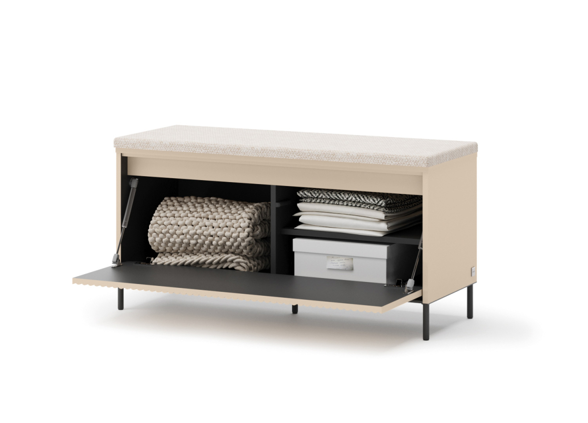 Banc à chaussures 100 cm beige et noir