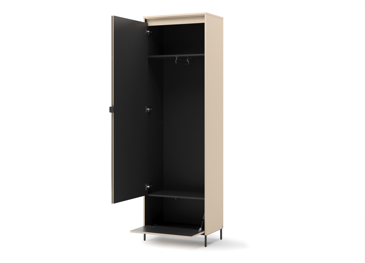 Armoire vestiaire d'entrée beige et intérieur noir