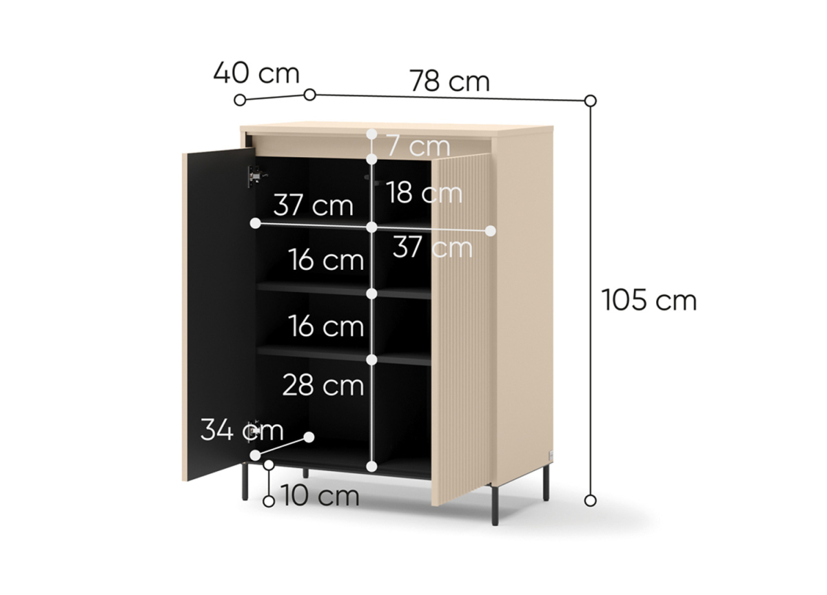 Meuble Commode à Chaussures Moderne Beige et Noir