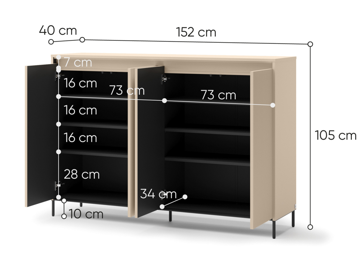 Buffet Moderne Beige/Noir avec LED