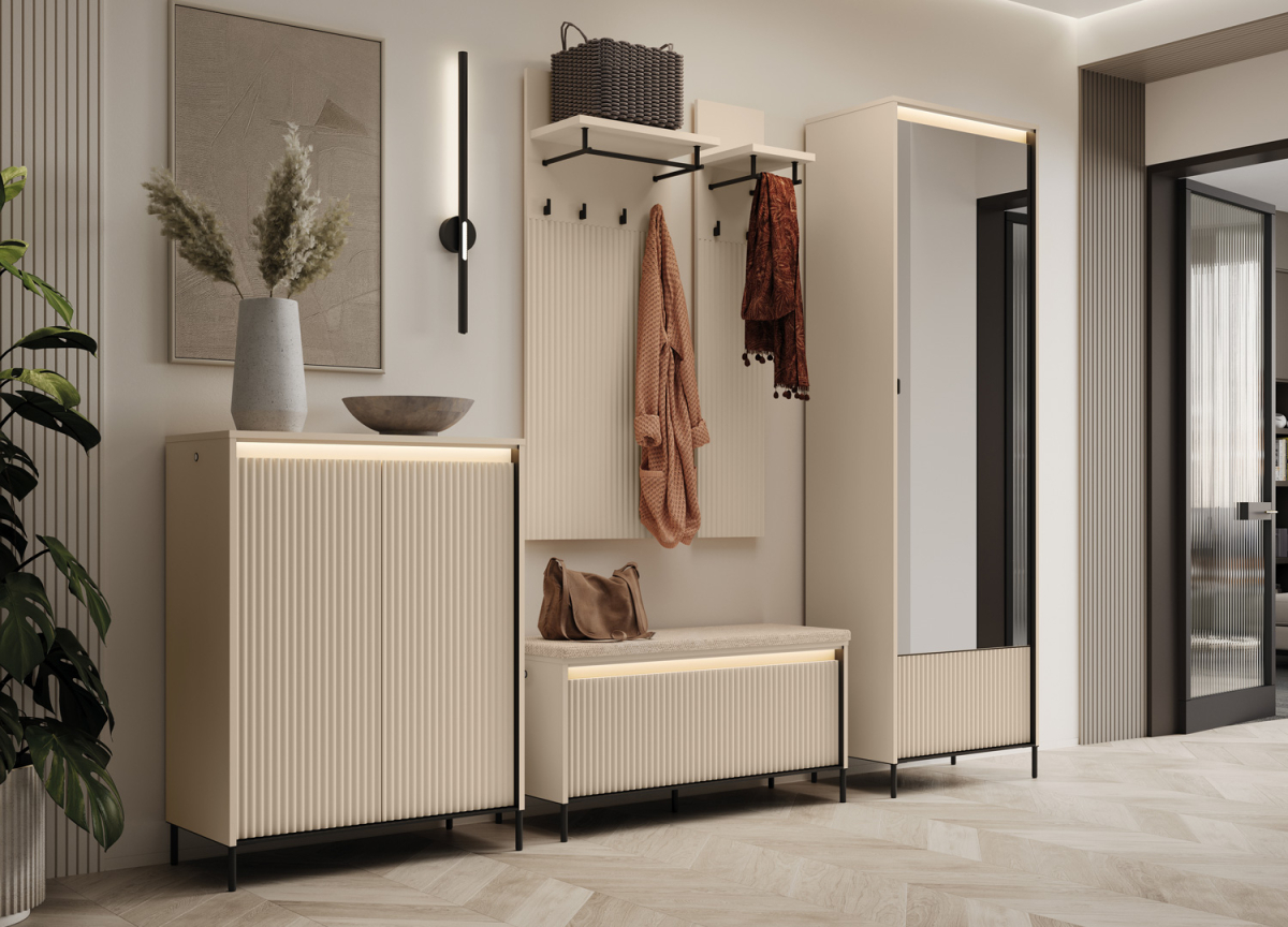 Ensemble d'entrée moderne beige sable avec led