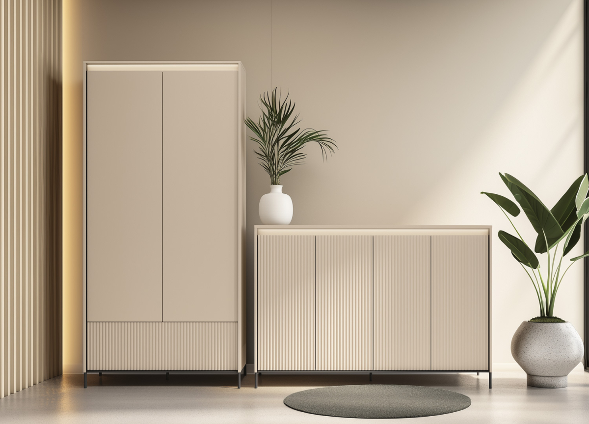 Ensemble d'entrée 2 pièces avec une armoire et un buffet moderne