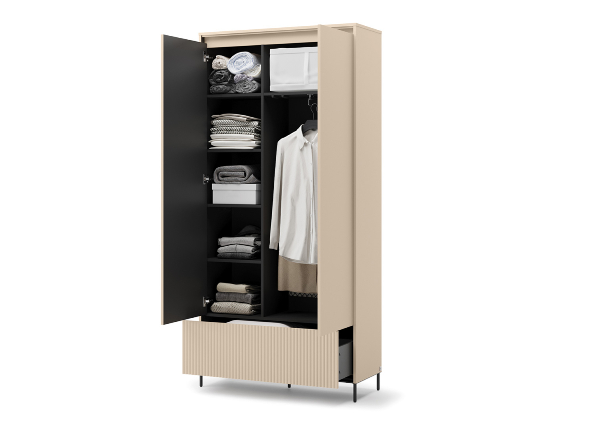 armoire moderne beige et intérieur noir