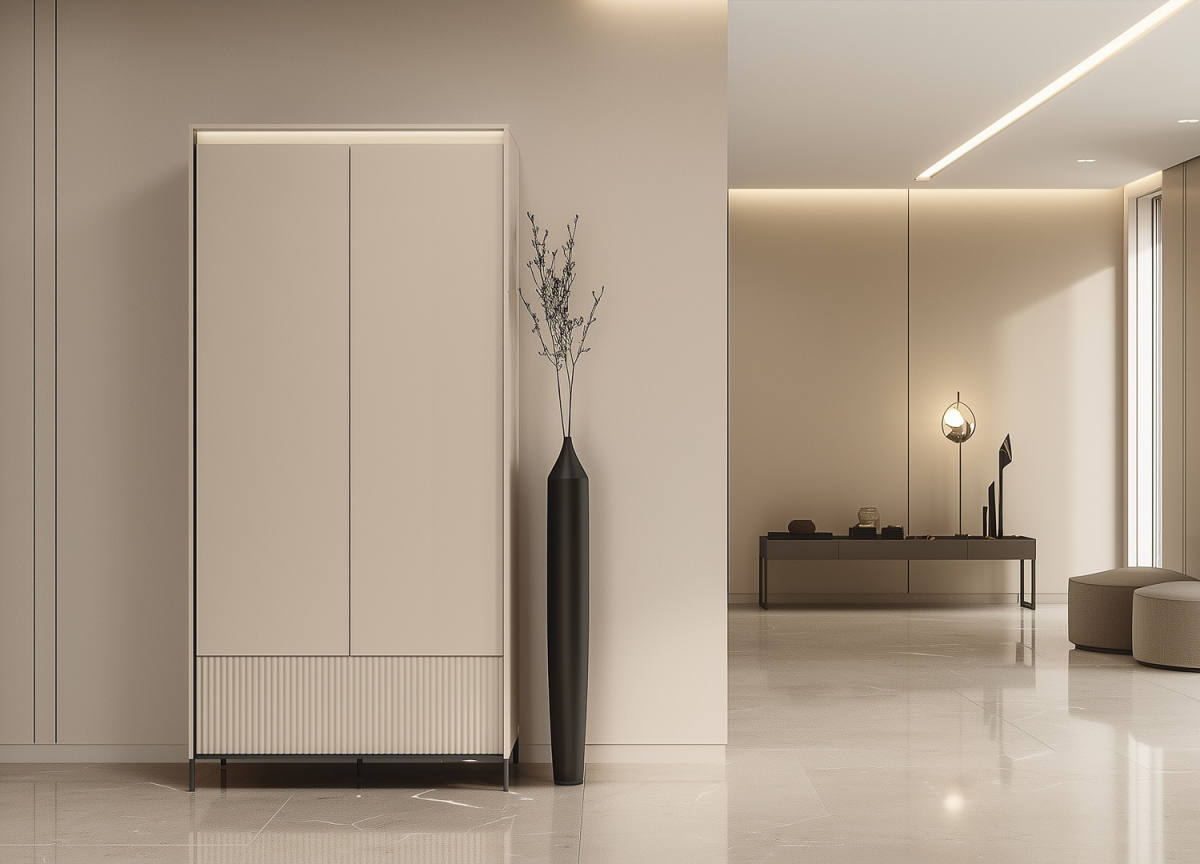 Armoire penderie 2 portes 1 tiroir couleur beige sable