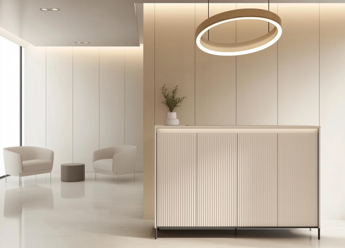 Buffet moderne beige sable avec led intégré