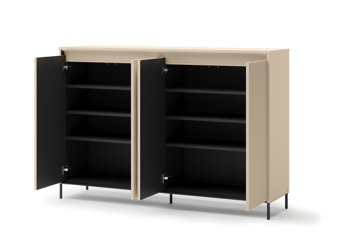 Buffet 4 portes 150 cm avec led et 6 étagères