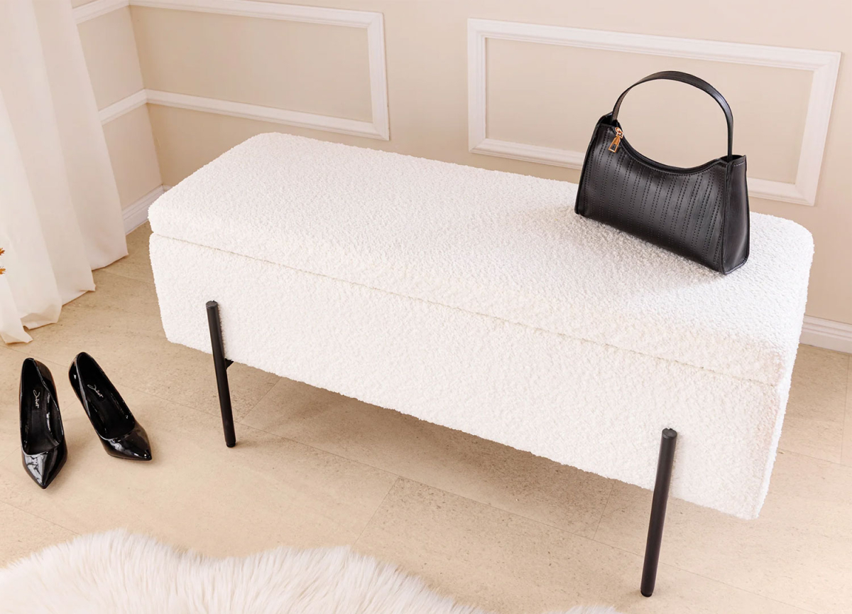 Banc à chaussures moderne tissu bouclé