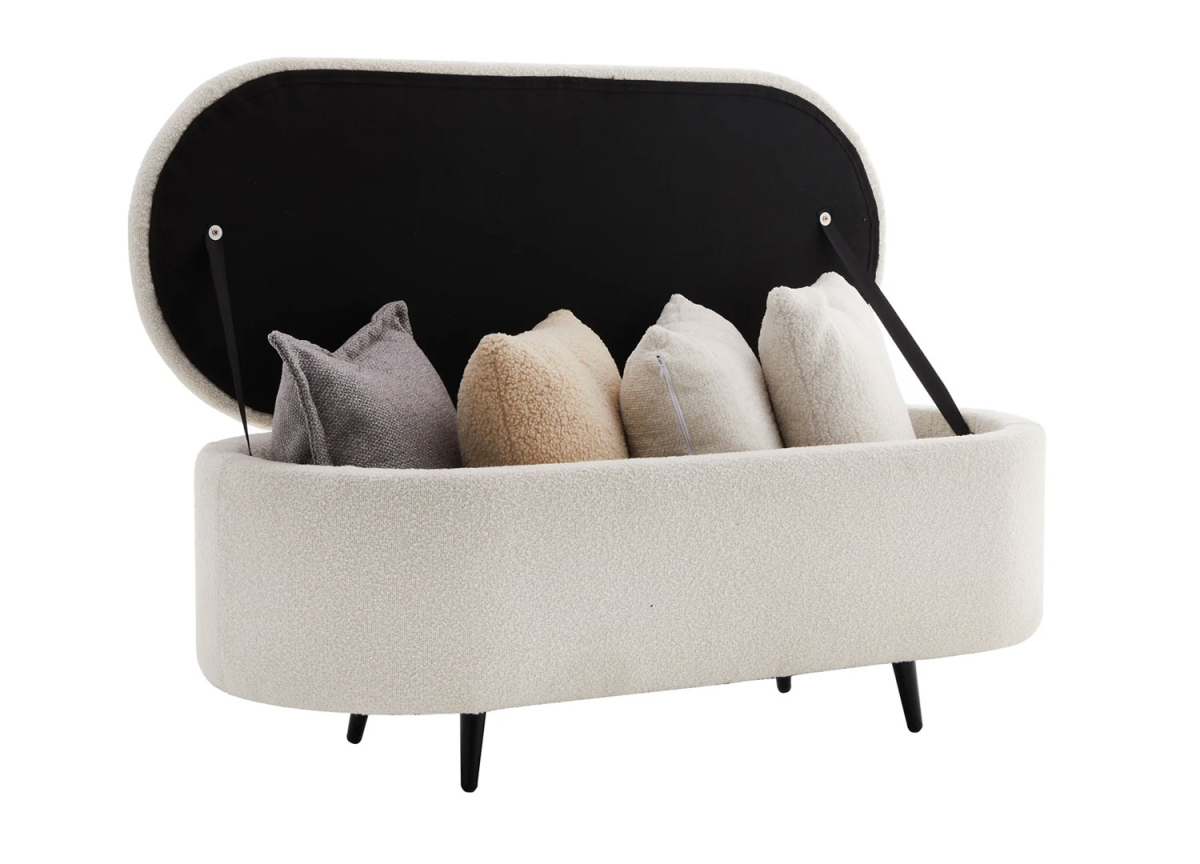 banc coffre moderne en tissu blanc