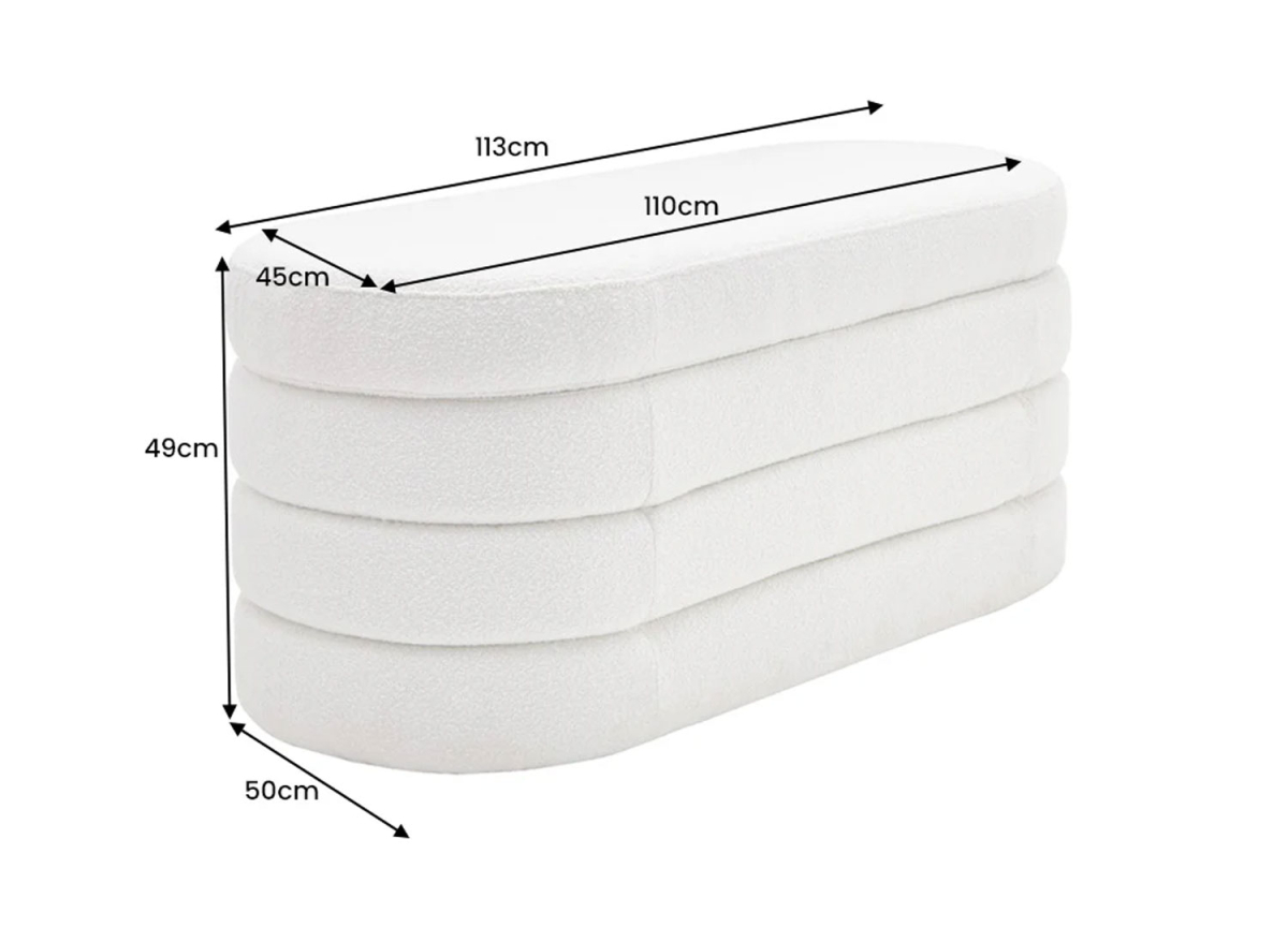 Banc Coffre Tendance Tissu Teddy Blanc