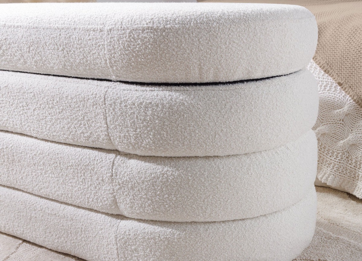 Banc Coffre Tendance Tissu Teddy Blanc
