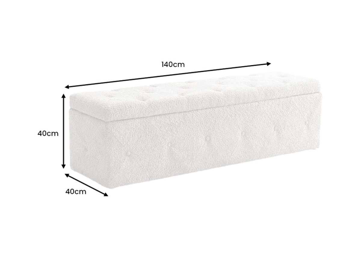 Banc Coffre Bouclette Champagne 140 cm