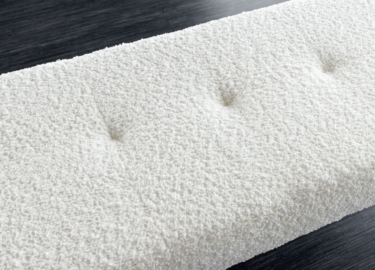 Banc à Chaussures Tissu Teddy Blanc et Noir
