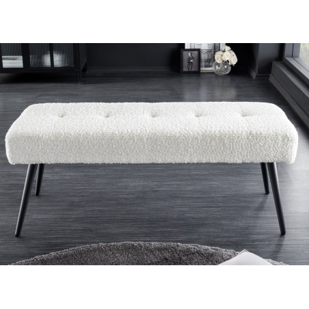 Banc de couloir moderne en tissu teddy blanc