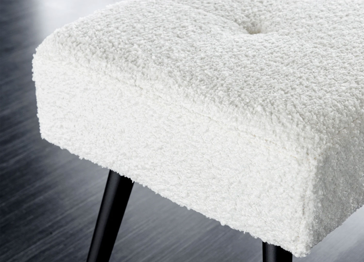 Banc à Chaussures Tissu Teddy Blanc et Noir
