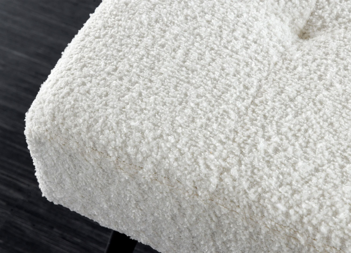 Banc à Chaussures Tissu Teddy Blanc et Noir