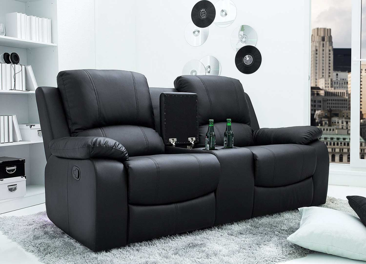 Fauteuil home cinéma maison simili cuir noir pas cher
