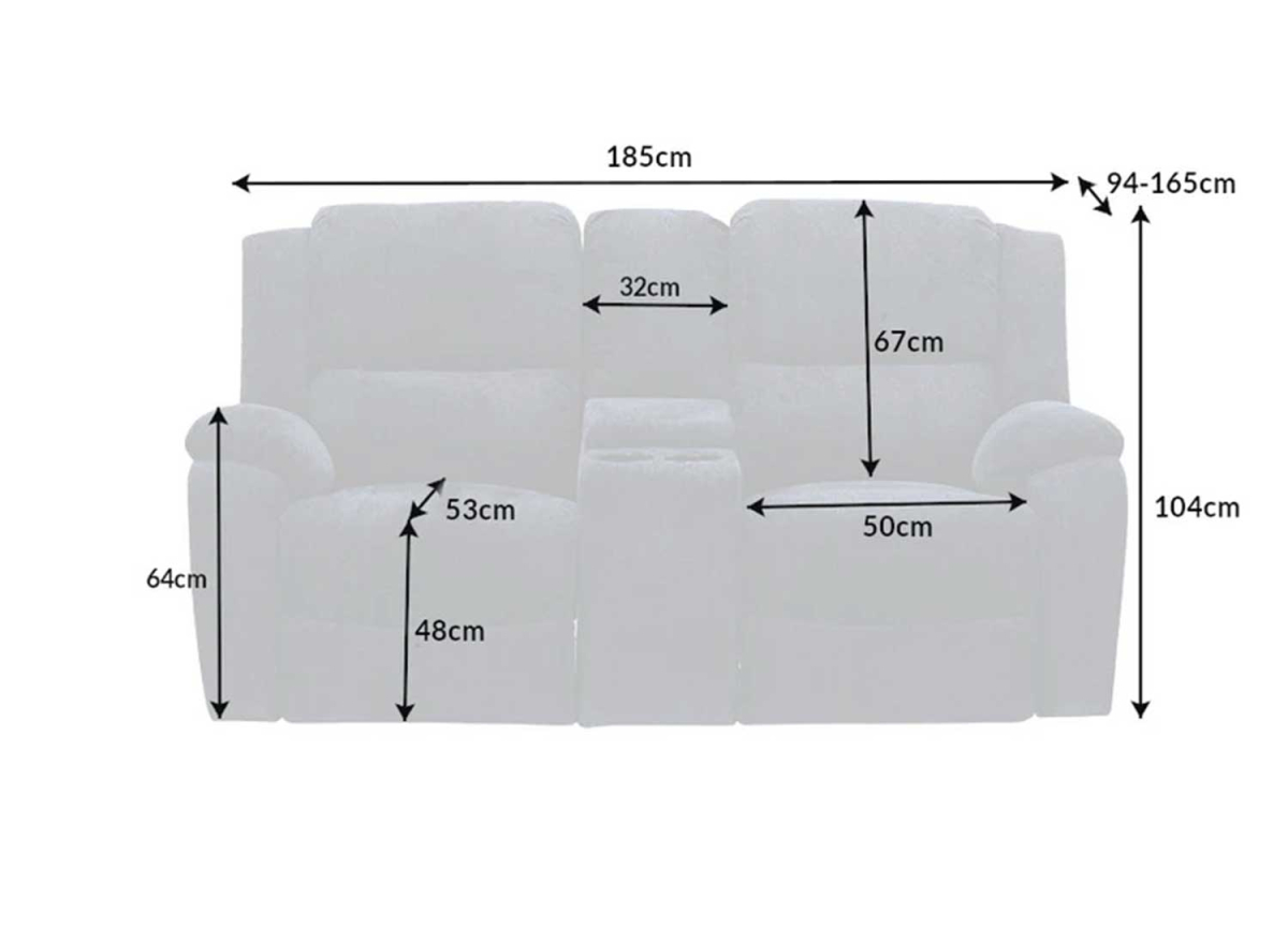 Canapé Cinéma 2 Places Tissu Gris