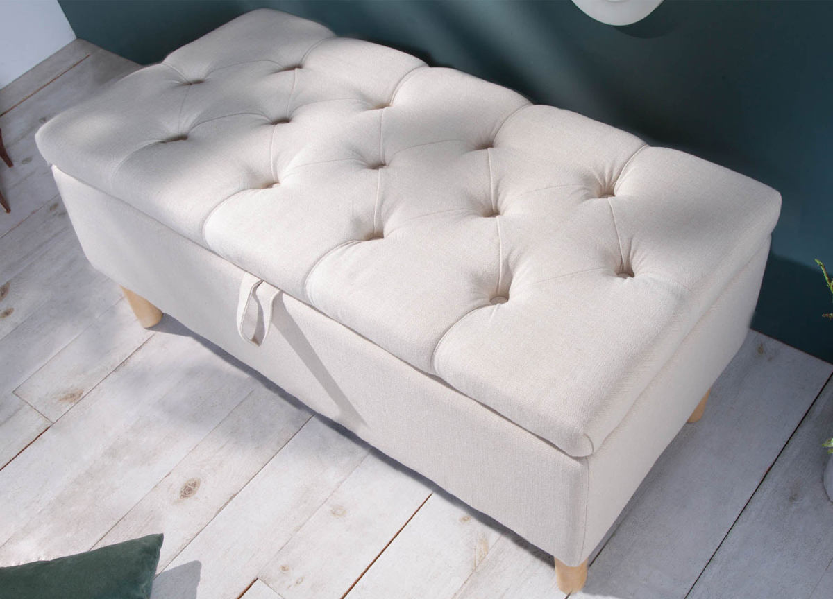 Banc à chaussures beige et bois 100 cm