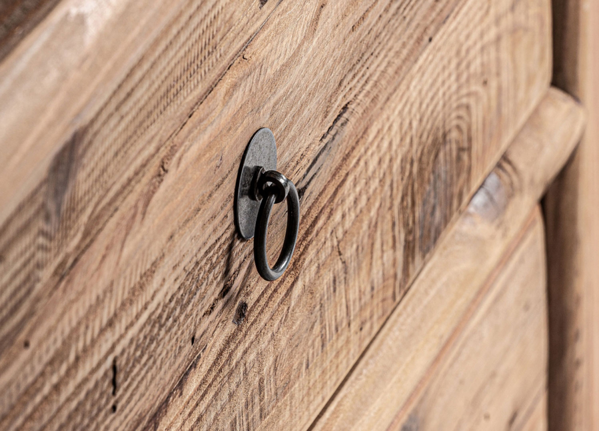 Meuble TV | Bois de Pin Massif et Métal | Style Rustique