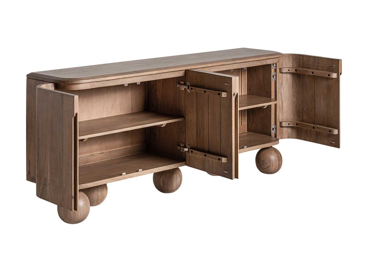 Buffet 4 portes en manguier marron 180 cm