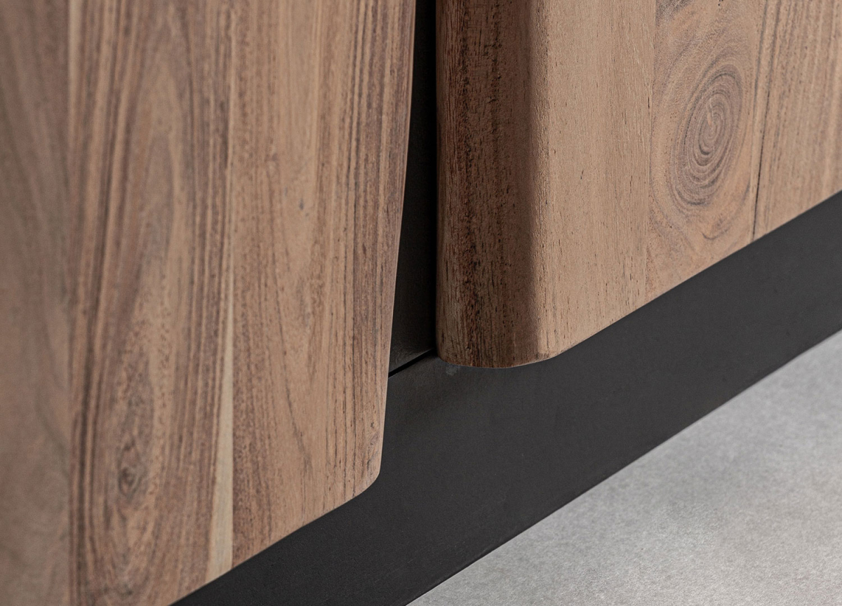 Buffet Moderne Acacia Noir et Façades Naturelles