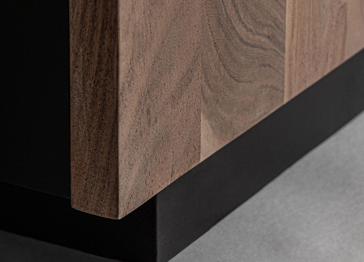 Buffet Moderne Acacia Noir et Façades Naturelles