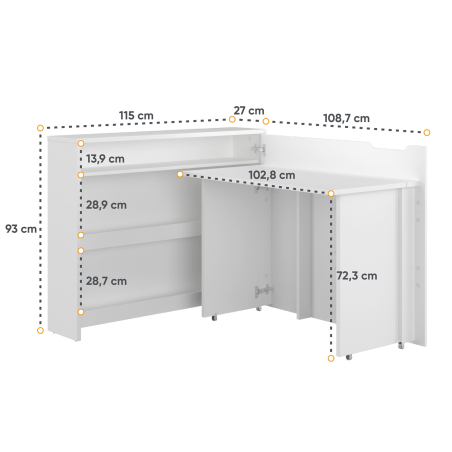 Bureau Blanc Pivotant 115 cm