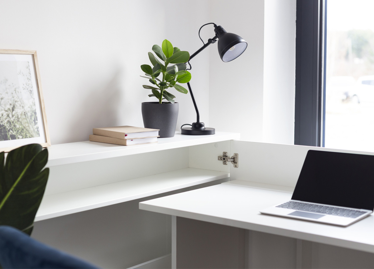 Bureau Blanc Pivotant 115 cm
