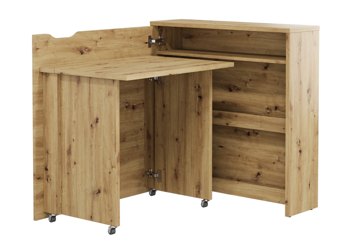 Meuble bureau pliant moderne couleur chêne