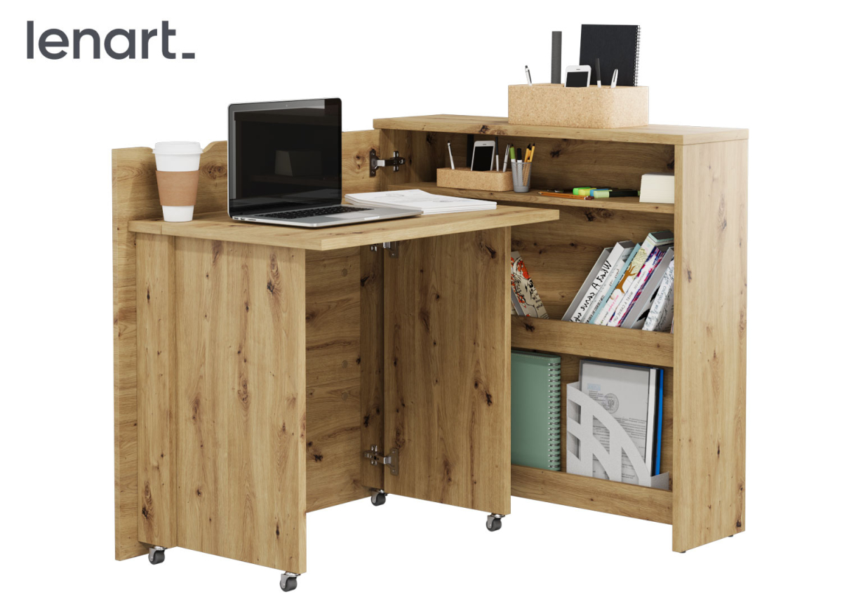 Bureau de travail pliable compact avec rangement intégré
