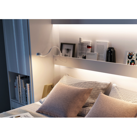Lit Coffre Pliable Blanc avec Étagères