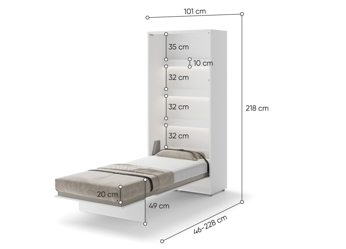 Lit pour petit espace couchage 90x200 cm