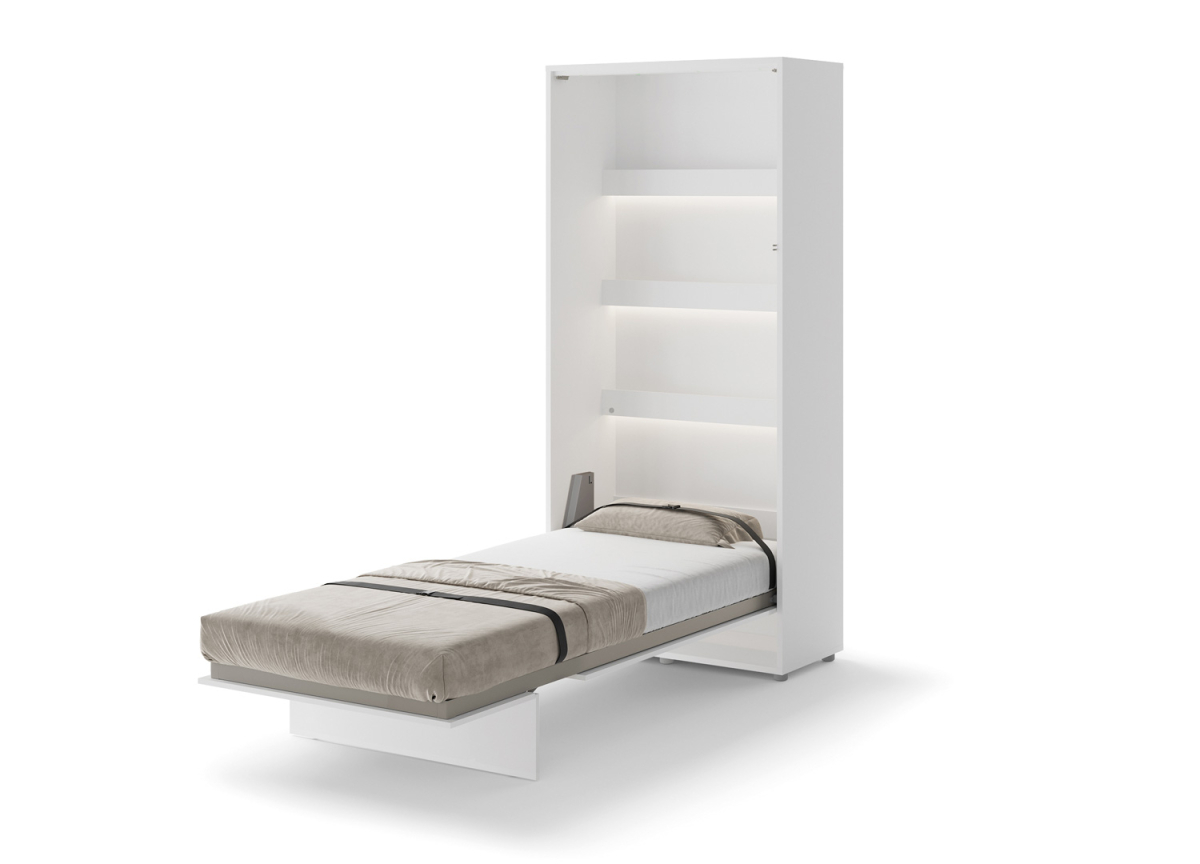 Lit pliant 90x200 cm blanc mat et blanc brillant
