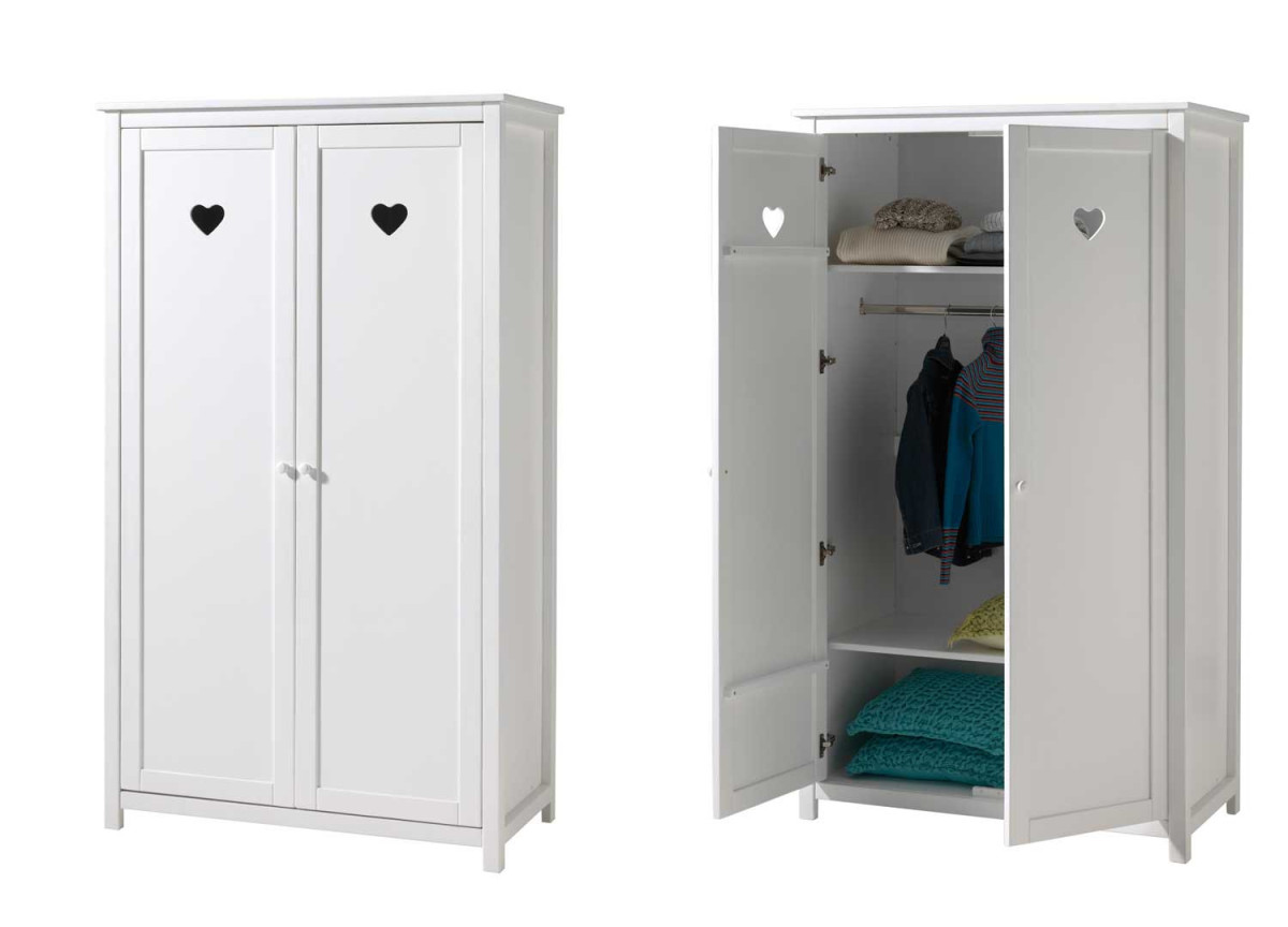 Armoire Blanche Décorée de petits cœurs Lana