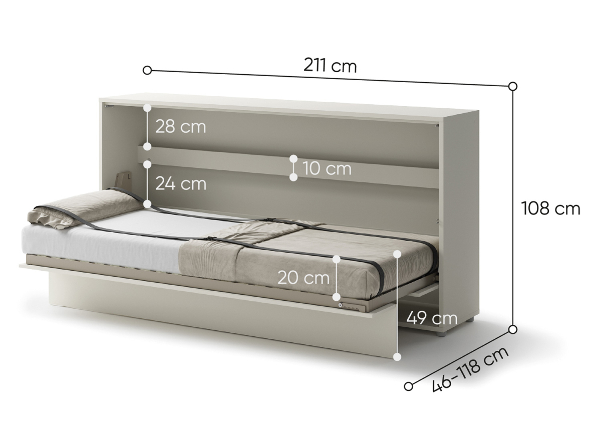 Lit coffre pliable pour petit espace 90x200 cm