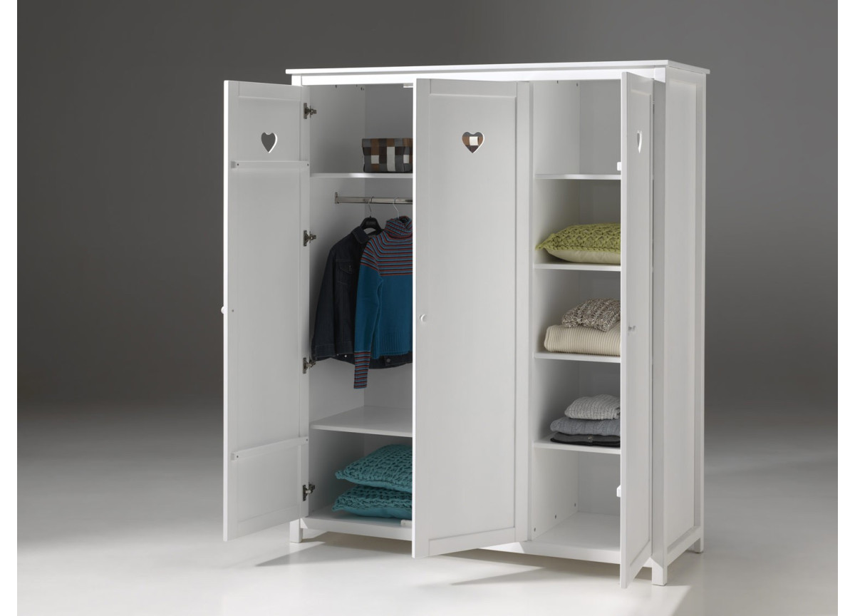 Armoire blanc laqué 3 portes