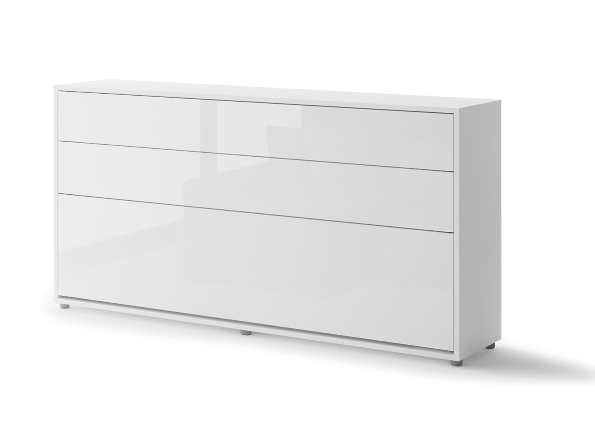 Lit escamotable coffre blanc brillant 90x200 cm
