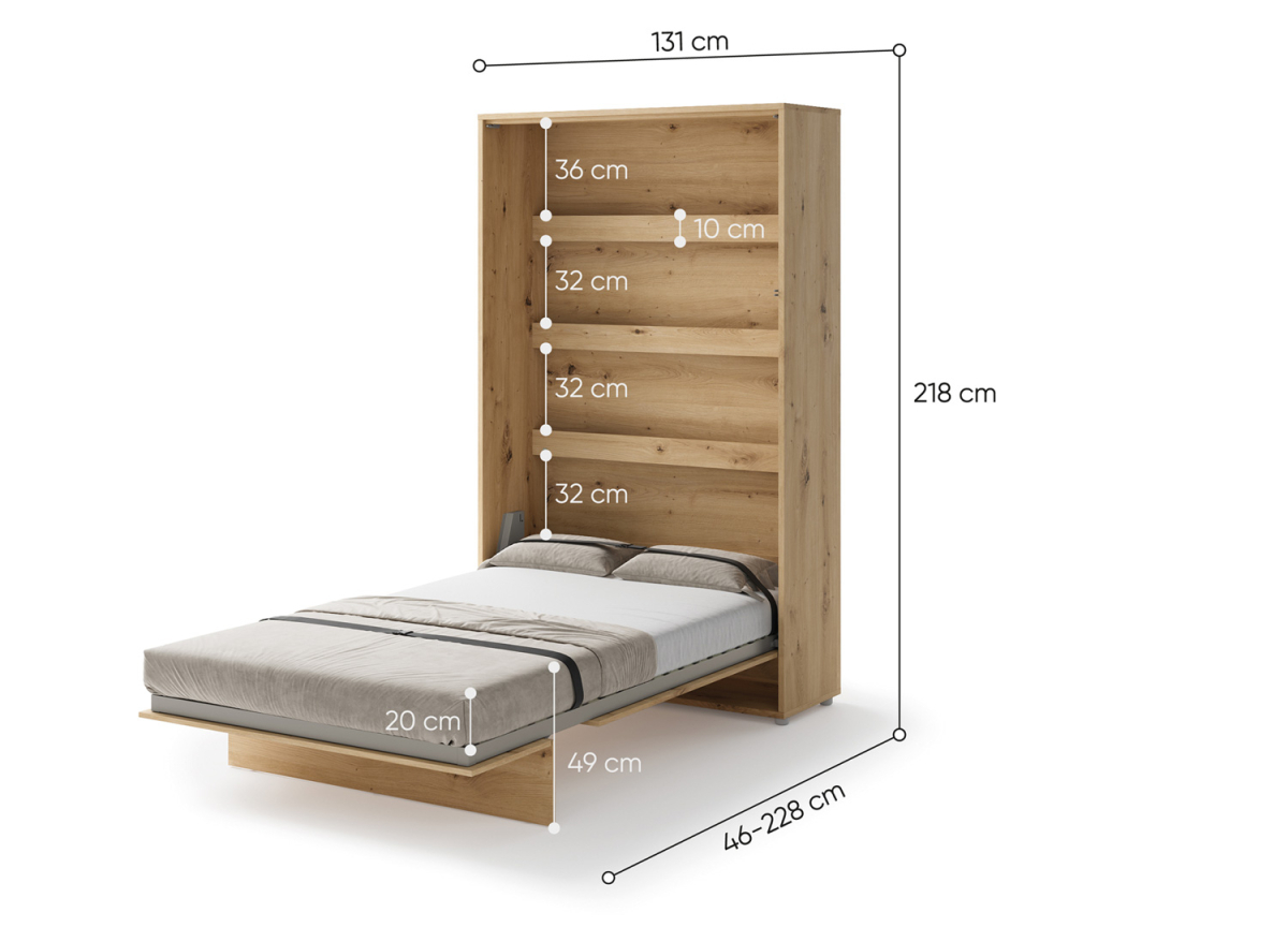 Lit 2 places gain de place pliant couleur bois