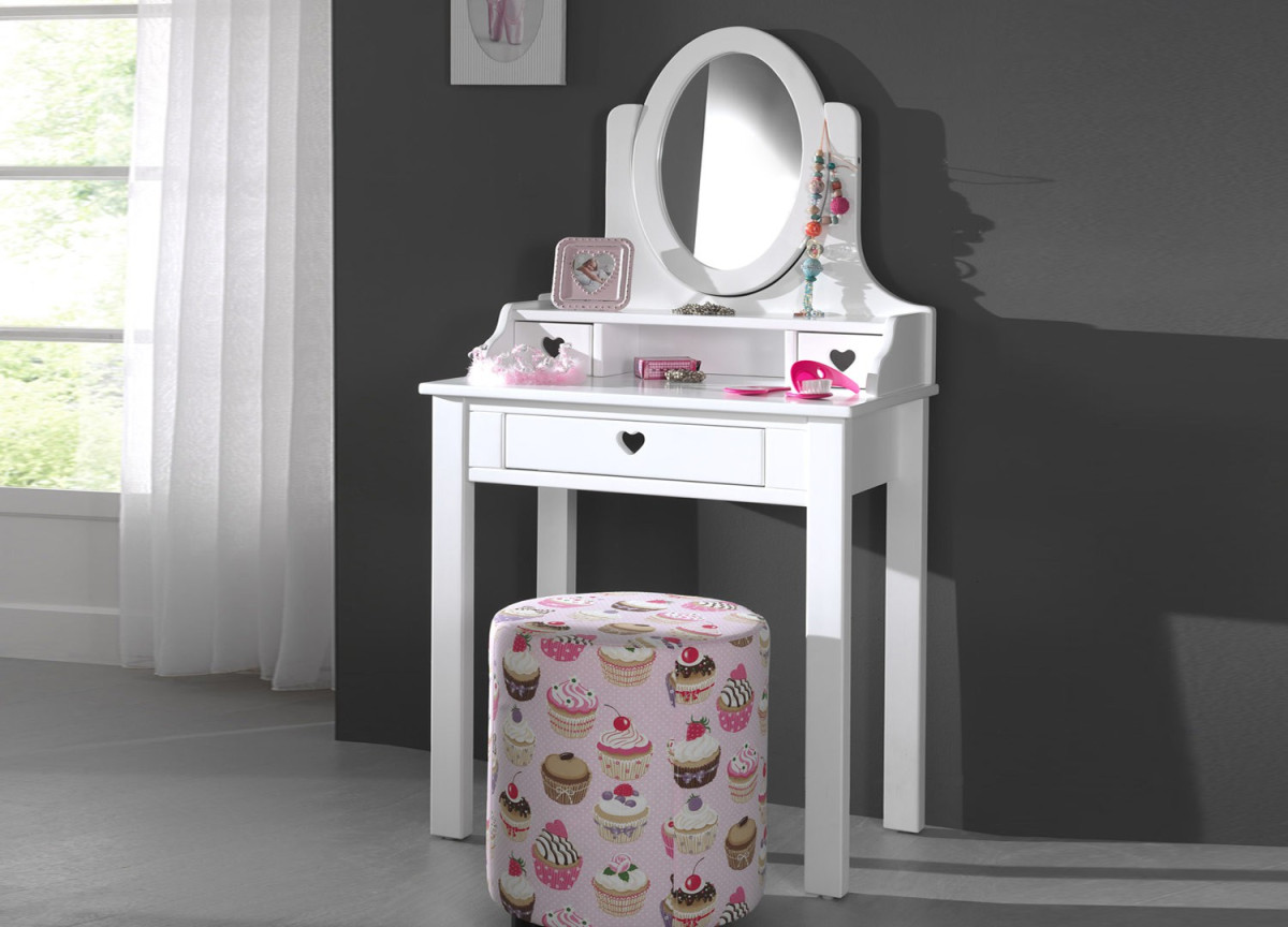 Coiffeuse fille blanc laqué pour chambre