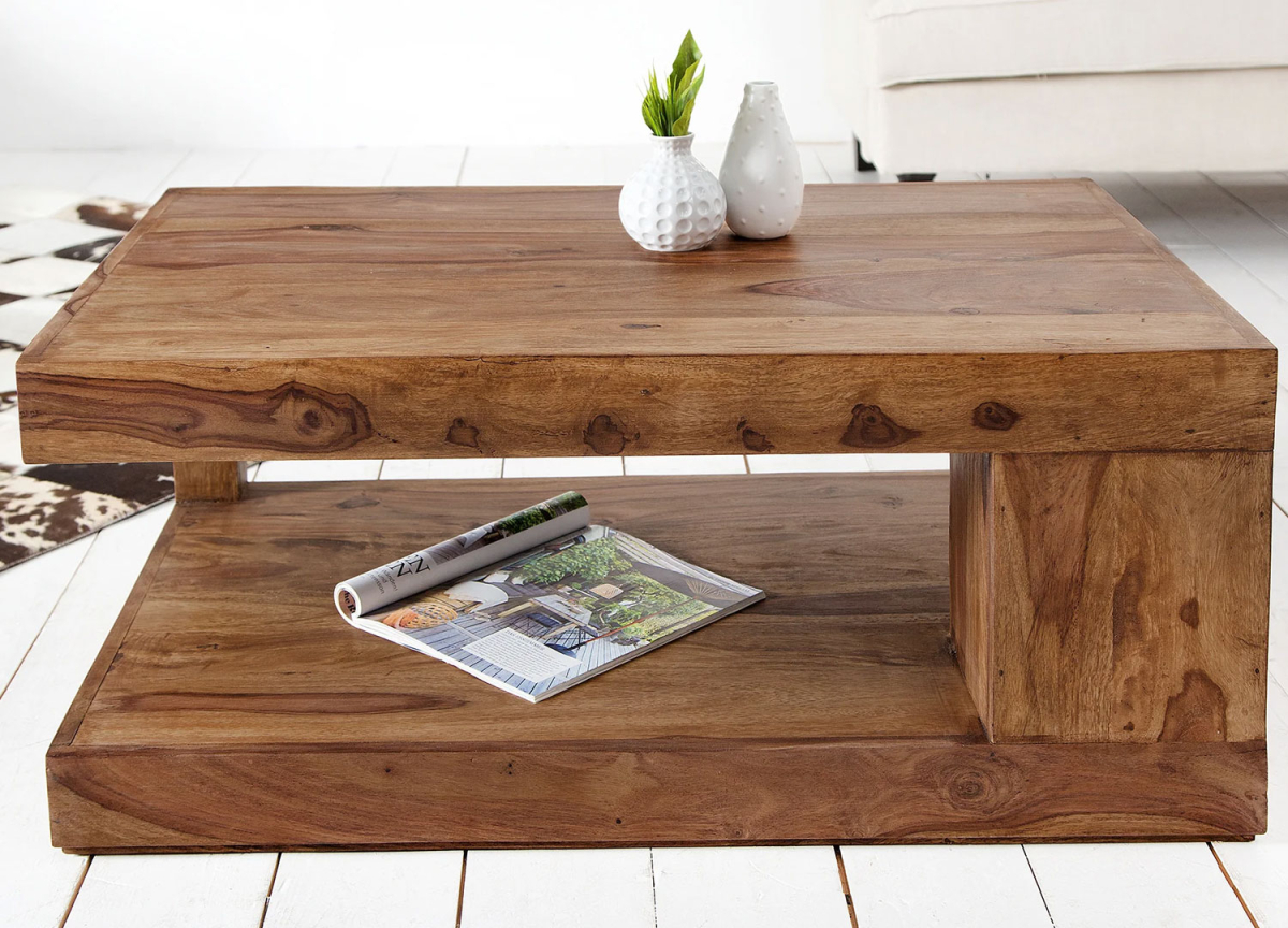 Table Basse Rectangulaire en Bois de Shesham 90 cm