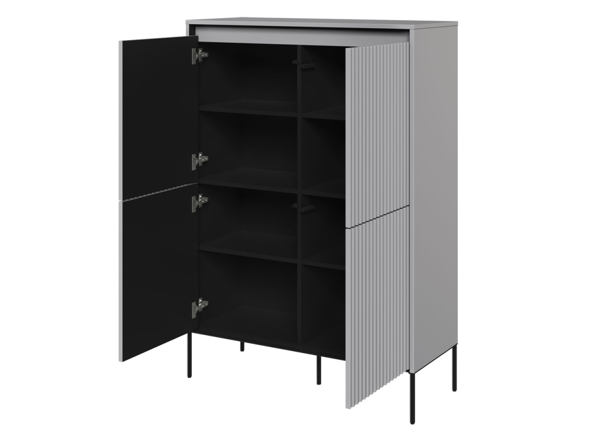 Bahut 4 portes gris et intérieur noir