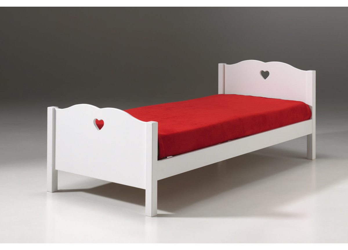 Lit Fille Blanc Laqué - Couchage 90 x 200 cm Lana