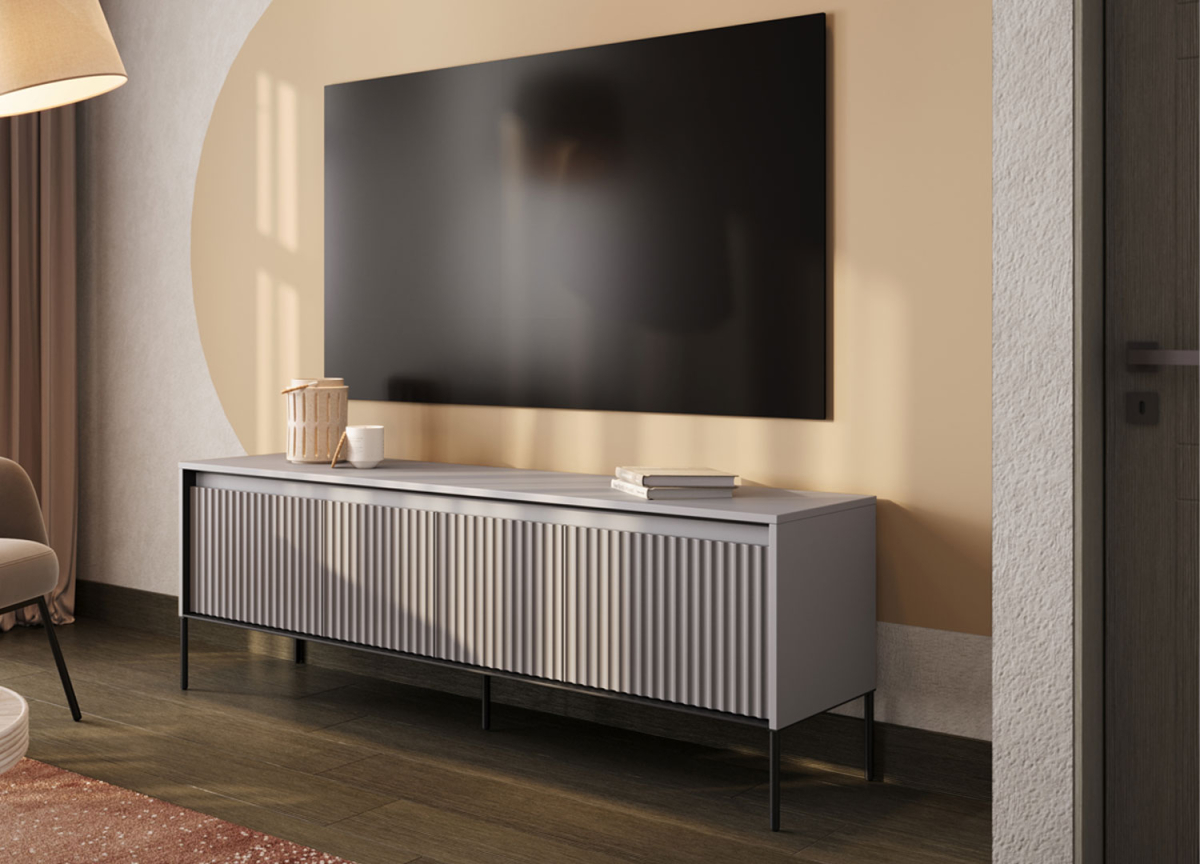 Banc tv gris et noir 4 portes