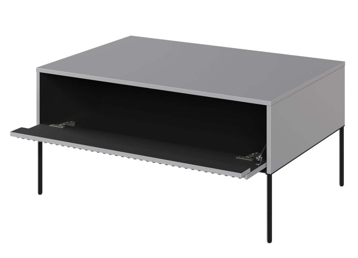 table basse grise avec une porte