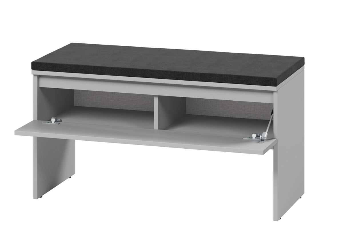 Banc d'entrée gris avec coussin intégré
