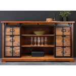 Buffet industriel avec portes coulissantes et tiroirs