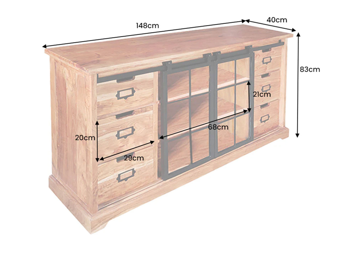 Buffet Vintage en Bois et Métal 150 cm