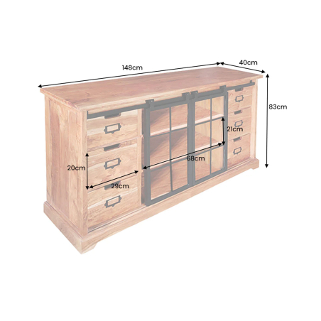 Buffet Vintage en Bois et Métal 150 cm